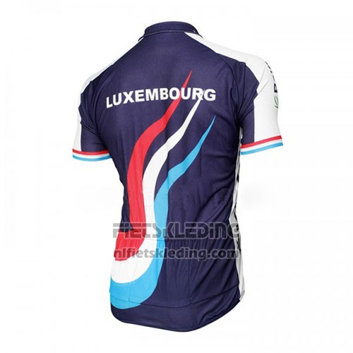 2016 Fietskleding Luxemburg Blauw en Wit Korte Mouwen en Koersbroek